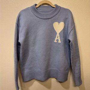 Ami Light Blue Sweater with Heart Motif